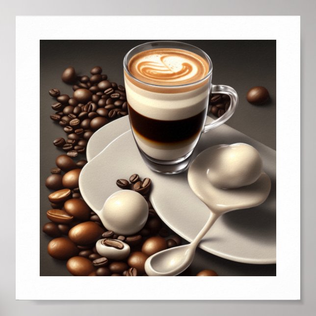 Abstrato Latte Macchiato Coffee Poster (Frente)