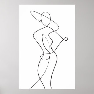 Abstrato Line Art Woman Poster