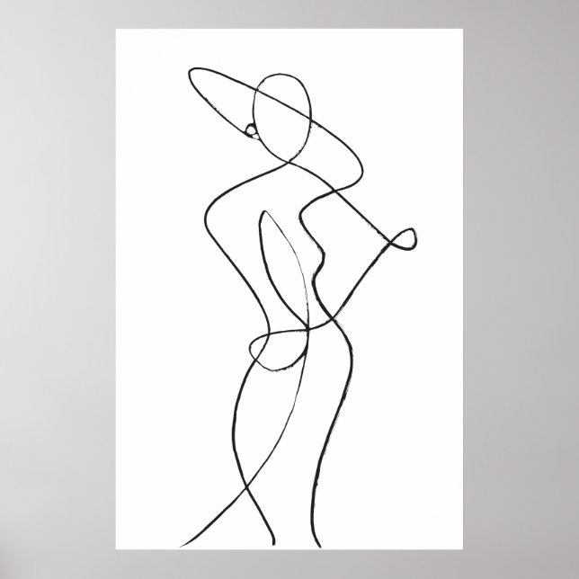 Abstrato Line Art Woman Poster (Frente)