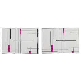 Abstrato Linear Art Black, Silver & Fuschia
