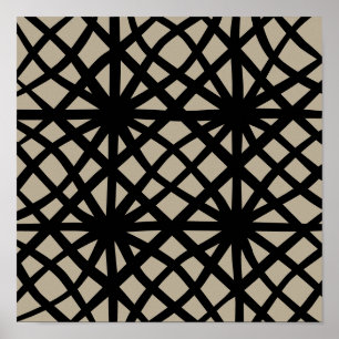 Abstrato - Linhas Cruzadas Pretas em Impressão de