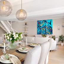 Abstrato liquefeito 3D roxo Dourado com tubarão az