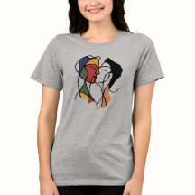 Abstrato Love | Casal T-Shirt de Arte de Linha