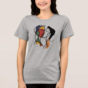 Abstrato Love Casal T-Shirt de Arte de Linha