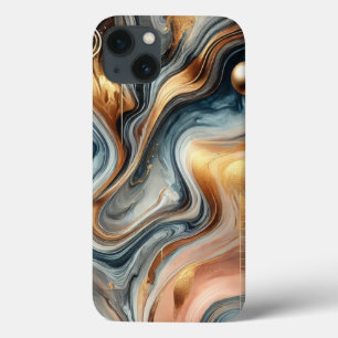 Abstrato Marble Case - Design de espiral Dourado e