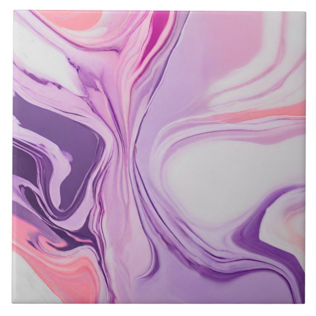 Abstrato Marble Pink Shades Púrpuras Splash (Frente)