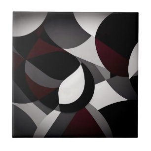 Abstrato Marble Preto Branco E Vermelho