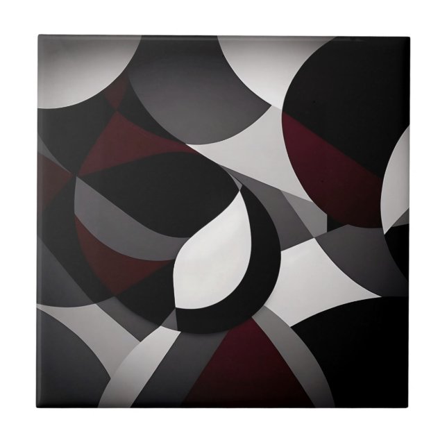 Abstrato Marble Preto Branco E Vermelho (Frente)