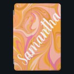 Abstrato Marble Swirl Art em amarelo<br><div class="desc">Proteja o seu comprimido ao estilo com este trabalho de arte abstrato marble colorido em amarelo, laranja e cor-de-rosa esbranquiçada, personalizado com o seu nome.</div>