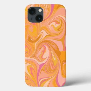 Abstrato Marble Swirl Art em amarelo e rosa