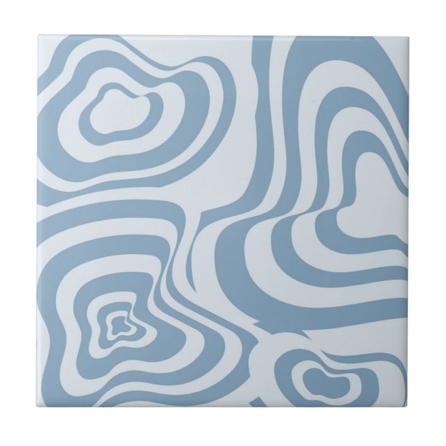 Abstrato Marble Wavy Stripe Azul Retroativo Negrit (Frente)