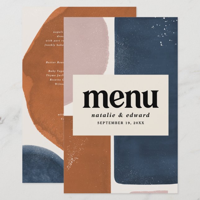 Abstrato, marinho + moderno, cor-de-rosa (Frente/Verso)