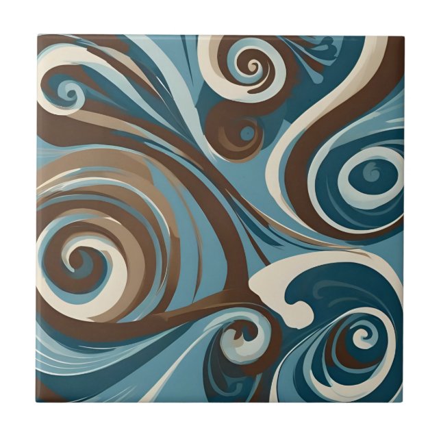 Abstrato Marrom, Azul e Creme (Frente)