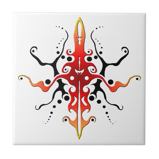 Abstrato Mask Tribal Tattoo Design - vermelho (Frente)