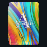 Abstrato Modern Art Color Swirls e Dourado Metálic<br><div class="desc">Esta design de capa de ipad de arte abstrato moderna é atraente para os olhos e faz uma afirmação verdadeira com as suas cores e texturas ricas e joias, entrelaçadas com um metal dourado falso. Vivo e atordoante. Adicione um nome e inicial para personalizá-lo. Criado pela imprensa simplesmente de farmácia....</div>