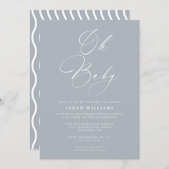 Abstrato Modern Chá de fraldas | Convite (Frente/Verso)