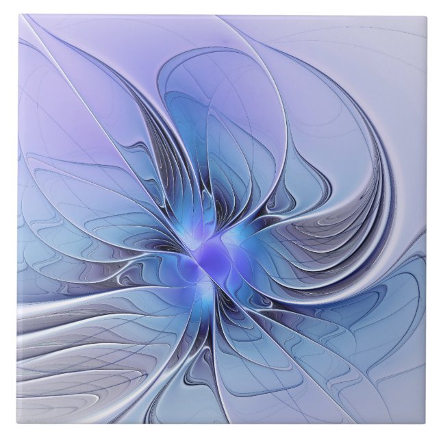 Abstrato Modern Fractal Art Lavanda Azul (Frente)