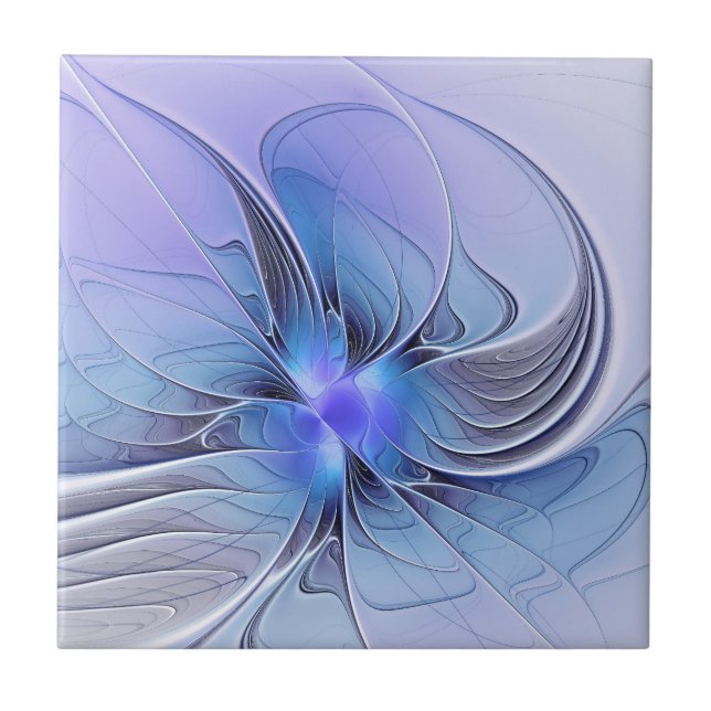 Abstrato Modern Fractal Art Lavanda Azul (Frente)