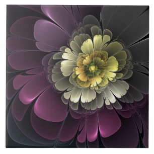 Abstrato Modern Purpur Khaki Cinza Flor Fractal