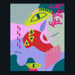 Abstrato moderna, moderna, colorida arte impressão<br><div class="desc">Poster de impressão de arte colorida e vibrante, moderna, com tendência de abstrato boho moderna e de parede artística. Design de artístico vermelho-rosa verde único para decoração de salas de estar residenciais com símbolos, formas, manchas, olhos de linhas. Ideia de presente para mulheres, esposas, amantes de arte, amantes de deco,...</div>