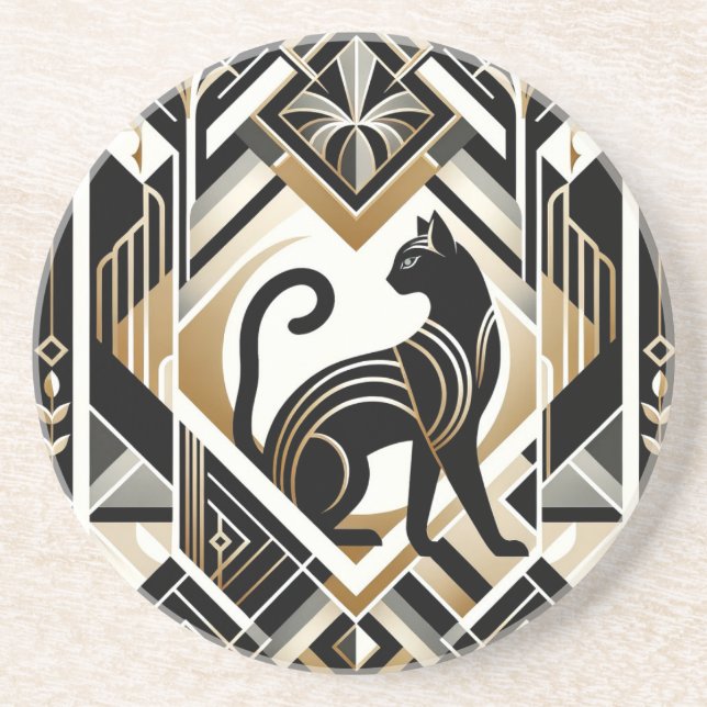 Abstrato moderna Porta copos de Sandstone de Gato (Frente)