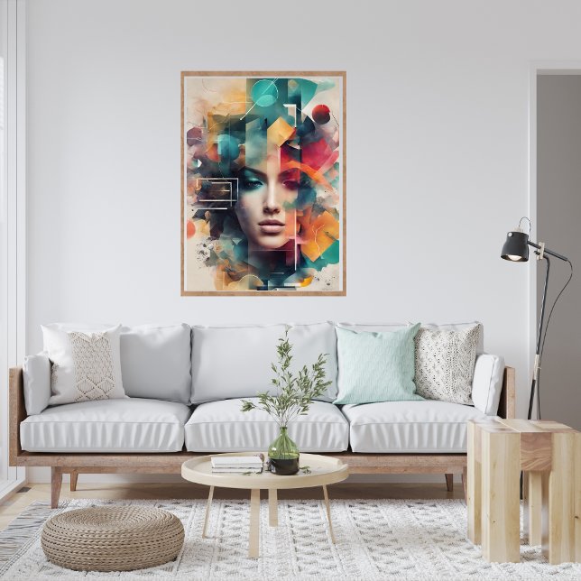 Abstrato Moderna Poster de Mulher Colorida (Abstract Modern Colorful Woman Poster)