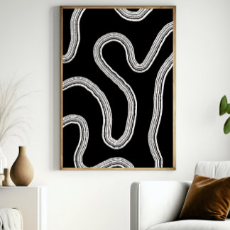 Abstrato moderna Wall Art Black and White Poster