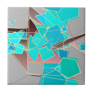 Abstrato moderno - geométrico, cinza e turquesa
