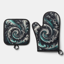 Abstrato moderno girando verde, prata e preto