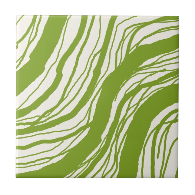 Abstrato moderno Linhas onduladas Avocado Verde Br (Frente)