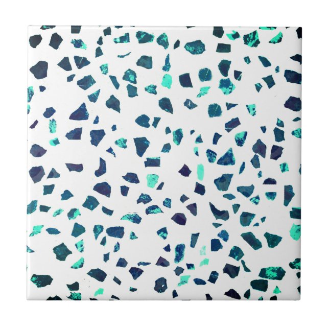 Abstrato Moderno Marmoreado Turquoise Terrazzo (Frente)