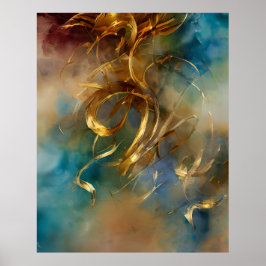 Abstrato moderno - Poster azul-dourado