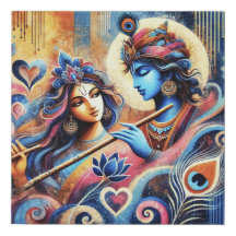 Abstrato Moderno Radha Krishna | Romântico