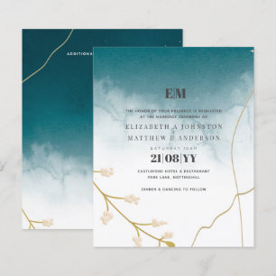 ABSTRATO moderno Teal Convite de casamento Dourad