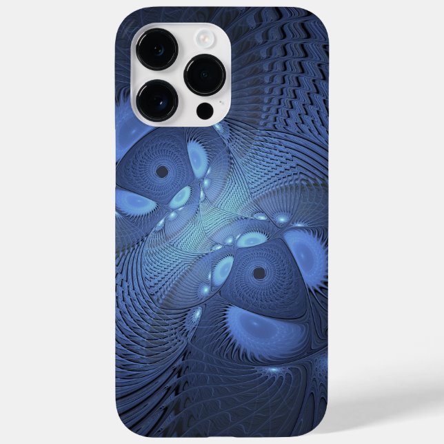 Abstrato moderno Trendy Dusk Blue Fractal Art (Verso)
