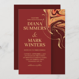 Abstrato moderno vermelho e bege. Convite De Casam