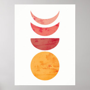 Abstrato Moon Fases de cores quentes poster impres