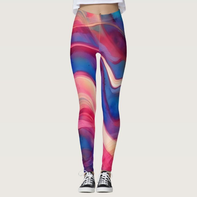 Abstrato Motion Art Colorful Leggings (Frente)