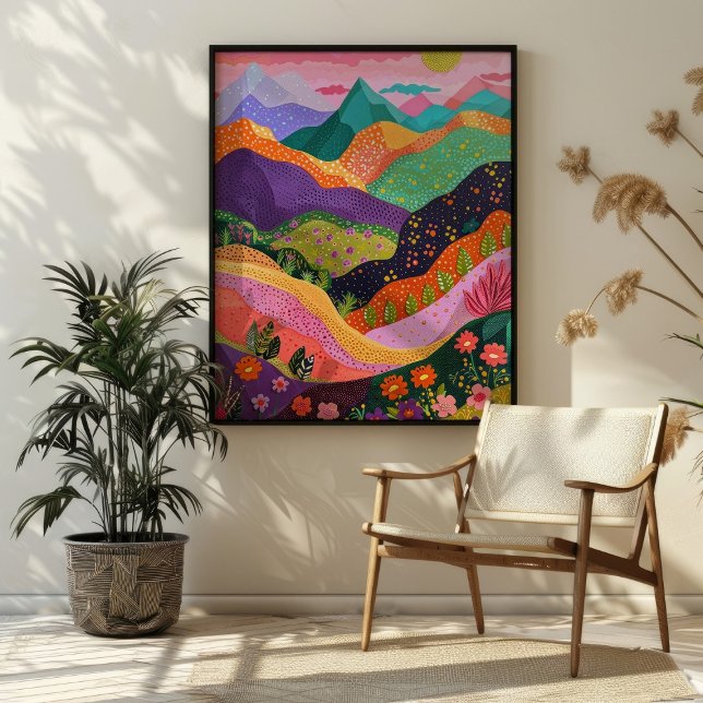 Abstrato Mountain Scenery Colorful Art Impressão (Criador carregado)