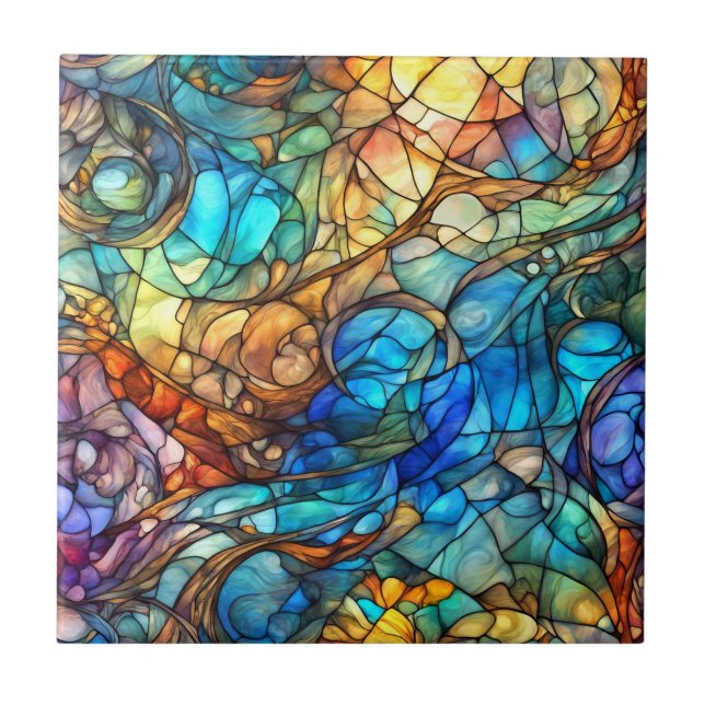 Abstrato Multicolorido 77 estilo Vidro Colorido (Frente)