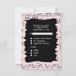 Abstrato Music Black and Pink RSVP w Menu Choice