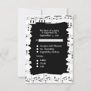 Abstrato Music Black and White RSVP w Menu Choice