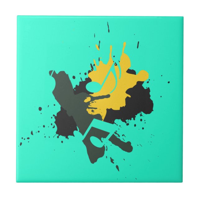 Abstrato Musical Notes Cerâmica Azulejo (Frente)