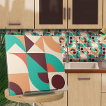 Abstrato N2 geométrico de Bauhaus<br><div class="desc">Azulejo geométrico de abstrato no estilo Bauhaus em turquesa,  vinho e paleta colorida siena queimada.</div>