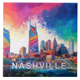 Abstrato Nashville Skyline Art Modern Cityscape