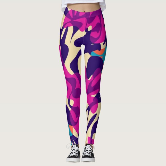 Abstrato natureza Leggings de padrões coloridos se (Frente)