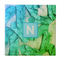 Abstrato náutico verde ciano-teal monograma ombre