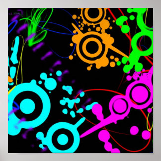 Abstrato neon splatter poster moderno