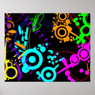 Abstrato neon splatter poster moderno