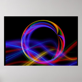 Abstrato Neon Swirls Coloridos Poster de Muro Trab